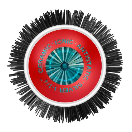 Moehair Single Bristle 1.75" Hair Brush. Single Bristle Barrel Hair Brush for women & men with Antistatic and Ionic Bristle and Ceramic Coated Silver Barrel for Wet & Dry hair. Made in USA