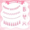 Pink Bow Birthday Party Decorations, Coquette Birthday Decorations Include Pink Bow Happy Birthday Banner Garland Party Tassel Pink Pom Pom Banner, Pink Bow Decorations
