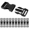 10 Set 1 inch Buckles for Straps with 20 pcs Tri-glide Slide Clip, Quick Side Release Plastic Buckle Clip, Fit 1 inch Wide Nylon Webbing Canvas Strap (Black)