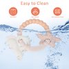 Eoopoon Silicone Teething Ring Toy, Baby Teether Toys with Rattles, BPA Free Sensory Chew Toys for Babies 3-6-12 Months to Soothe Sore Gums, Great Shower, Christmas Gift(Blush)
