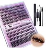 LUCMZQ Fluffy Lash EXtention Kit 240 Pcs Eyelash Cluster Kit Mixed 30D40D Curl Personal False Eyelashes with Lash Bond and Seal Lash Tweezers DIY Lash Extension at Home