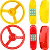 Restroma 4 Pack Playground Accessories for Kids Outdoor Playground Steering Wheel Priate Ship Wheel Plastic Telephone Phone Toy Swing Set for Playground Backyard Playhouse Tree House (Yellow,Red)