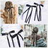 NYXXZ Hair Bow Clips for Girls, 4 Pcs Ribbon Bowknot Tassel Long Tail Hair Clips, Black Hair Bow, Women's Hair Clip Ribbon Hair Ties Barrettes Hair Pins Accessories