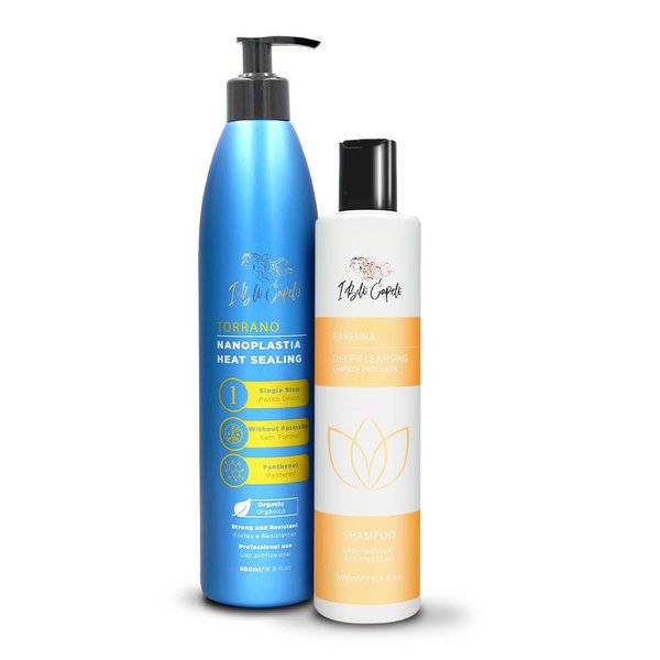 I Belli Capelli Torrano Keratin Hair Treatment Straightening in 1 Step, Formaldehyde Free-Nanoplastia Para Alisar Cabello 16.9Fl.oz (500ml) + Deep Cleansing Shampoo 10.1 fl.oz (300ml)