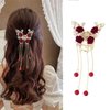 Red Rose Butterfly Gold Hair Claw Clips Metal Shark Clip Exquisite Hairpin for Women Girls Rose Tassels Hair Accessories for Thick Thin Hair Valentine's Day Gift 1 PCS