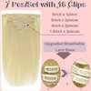 Hair Extensions Clip in Bleach Blonde Hair Extensions Real Human Hair 18inch 110g 7pcs Double Weft 12A Natural Hair Straight Thick Hair Extensions