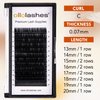 OLLOLASHES Lash Trays for Lash Extensions B/C/CC/D/J Curl Mix4-20mm 0.03-0.15 thickness Super Matte Eyelash Extensions, Professional Supplies for Lash Techs (C-0.07, 13-20mm)