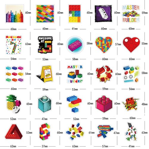 52Pcs Developmental Toys Stickers Pack, Education Cute Cartoon Vinyl Waterproof Sticker Decals for Water Bottle, Laptop, Phone, Scrapbooking, Journaling Gifts for Kids Teens Adults for Party Supply