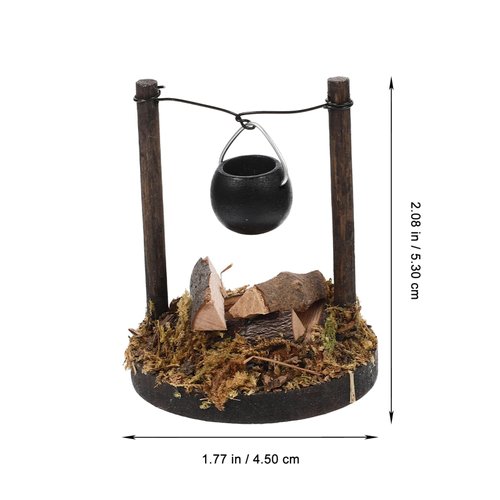 Zerodeko Dollhouse Miniature Stove, Pretend Food Firewood Stove Miniature Hanging Stove Dollhouse Kitchen Food Decoration Fairy Gardens Camping Accessories