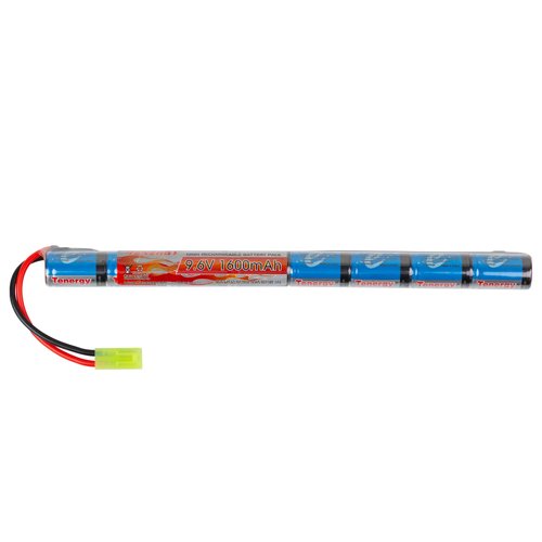 Tenergy Airsoft Battery 9.6V 1600mAh NiMH Stick Battery High Performance Stick Type Batteries w/Mini Tamiya Connector for Airsoft