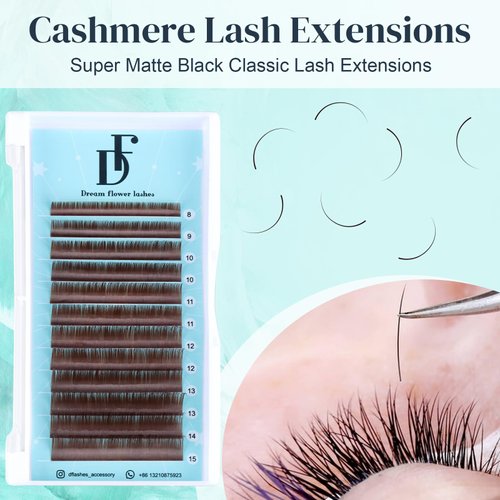 Light Brown Lash Extension Volume Eyelashes Extensions 0.05 C 15-20mm Lash Tray Individual lash Extensions Classic Lash Extensions Soft Matte Black Single Lashes for Professional Salon Use