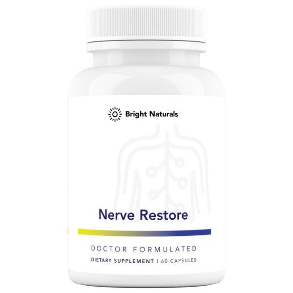 Bright Naturals Nerve Restore - Nerve Support Supplement - Includes Pea, White Willow, and B-Vitamin Nerve Support Complex for Advanced Nerve Health Support - Made in The USA, 60 Capsules