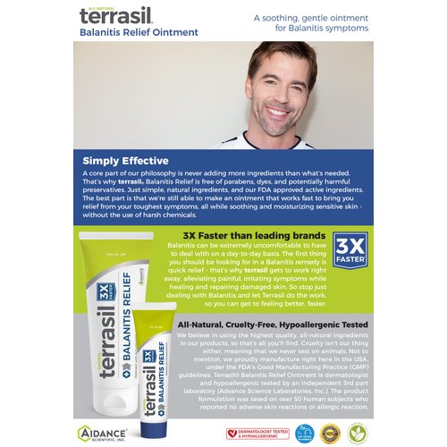 Aidance Terrasil Balanitis Relief with Calendula Soap Kit - Natural Gentle Skin Relief Ointment for Relief from Irritation Itch Redness Infection Inflammation Symptoms (14gm Tube + Soap Bar)