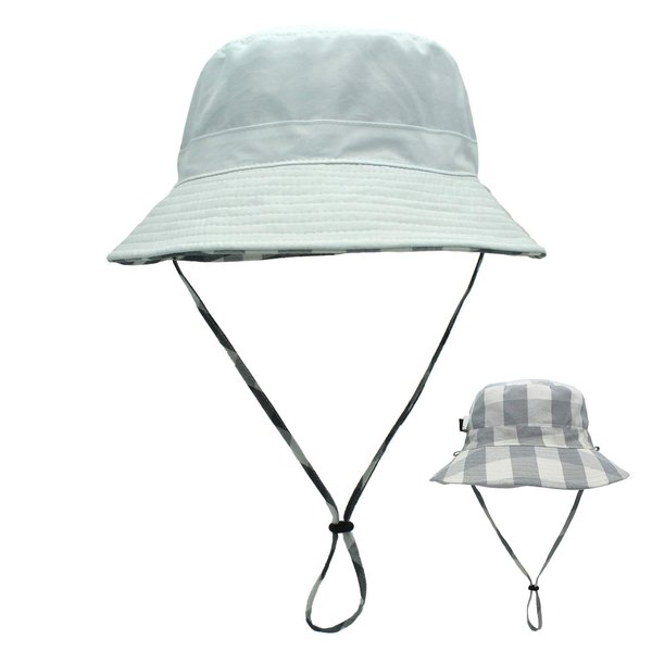 LLmoway Women Cotton Boonie Sun Hats Foldable Bucket Hat with Chin Strap Reversible Beach Hat White