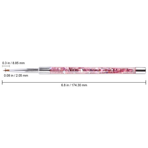 PANA 3D Kolinsky Nail Art Brush - Pink Glitter Handle, Size 2 - Acrylic Nail Art Sculpture Brush for Manicures Pedicure Salon Professional or Beginner