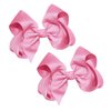 WD2U Girls Set of Two 4" Solid Grosgrain Pigtail Hair Bows Alligator Clips Olive Green