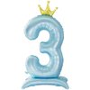 42 Inch Standing Blue Number 3 Balloons With Crown, 3rd Birthday Balloons for Boys Girls, 3rd Birthday Party Decoration Supplies, Happy Birthday Balloons. (Blue 3)