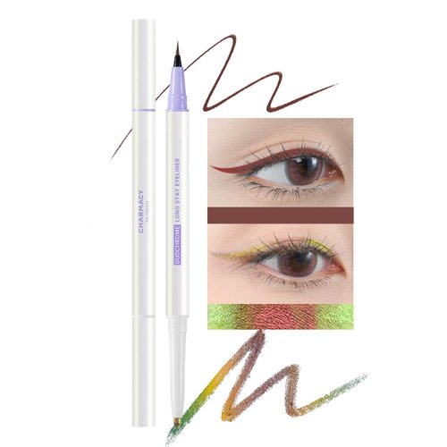 CHARMACY Chameleon Liquid Eyeliner, Liquid Glitter Eyeliner, Highly Pigmented, Metallic MultiColor Shifting waterproof Eyeliner, Ultra-Fine Tip, Longwearing, Smudge-proof (DE01-Tourmaline)