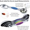 TILUCK measuring cups and magnetic measuring spoons set, stainless steel measuring cups, 6 double-sided stainless steel measuring spoons & 1 leveler