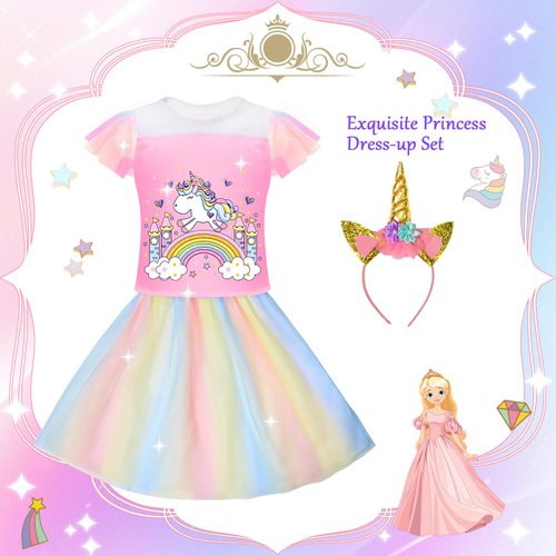 Princess Dress Up for Girl - Dress up Clothes for Toddler Girl, Princess Toys Christmas Birthday Gifts for 3 4 5 6 7 Little Girls