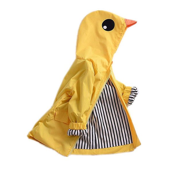 CM C&M WODRO Toddler Baby Boy Girl Duck Rain Jacket Cute Cartoon Yellow Raincoat Hoodie Kids Coat Fall Winter School Outfit (Yellow, 90 (2T))