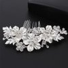 Suandsu Hair Comb Rhinestones Side Combs Crystal Bridal Hair Piece Accessories Silver