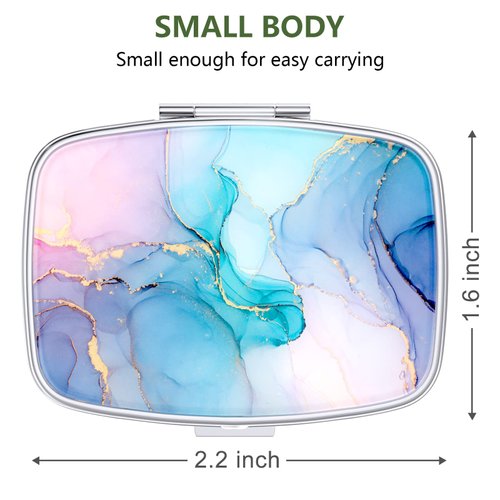 Nipichsha Pill Box, Small Pill Case for Purse & Pocket, Cute Medicine Organizer Travel Pillbox, Portable Pill Container Holder to Hold Vitamins, Medication, Fish Oil and Supplements, Colorful Marble