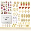 65pcs Virgin Mary Cross Gold Nail Charms 3D Heart Angel Rose Flower Alloy Rhinestones for Acrylic Nail Art Religious San Judas Nail Stickers Chains Gems Jewels Manicure Decoration Supplies DIY