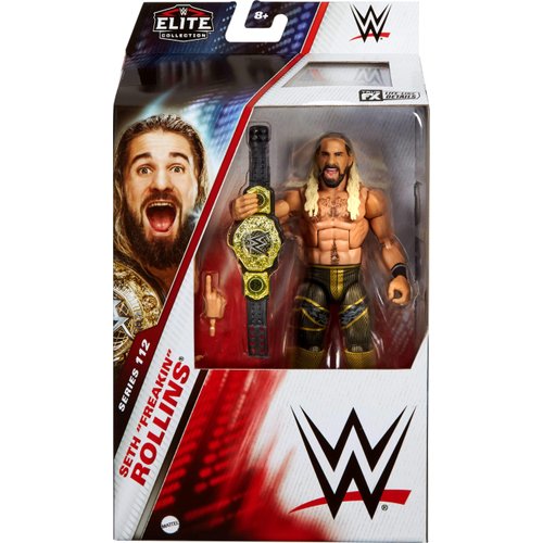 Mattel WWE Elite Action Figure & Accessories, 6-inch Collectible Seth Rollins with 25 Articulation Points, Life-Like Look & Swappable Hands