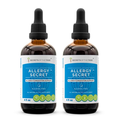 Secrets of the Tribe - Allergy Secret, Allergy/Congestion Support, Herbal Supplement Blend Drops Alcohol-Free Liquid Extract (2x4 fl oz)