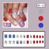4th of July press on nails Short Square Fake Nails with Fireworks Design Independence Day Patriotic Nails Acrylic False Nails USA America Glue on Nails Short Coffin Fourth of July Nail for Women 24Pcs