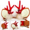 Christmas Hair Clips Cute Reindeer Antlers Xmas Hair Pins Deer Horns Ears Hairclips Christmas Beauty Headdresses Headband Elk Antler Barrettes Hair Hoop for Women Girls Kids Adults Party Favors(red)