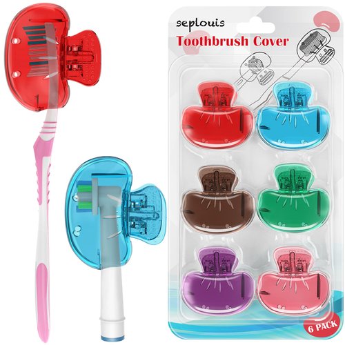 Nincha Snap-on Toothbrush Head Cover for Manual and Powered Toothbrush - Multiple Colors -Pack of 6