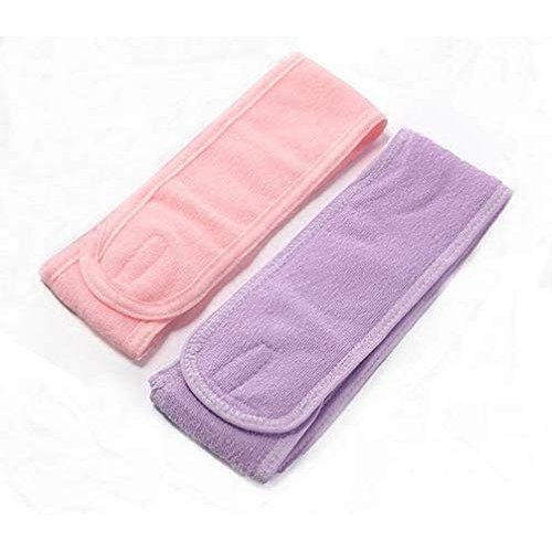 WOIWO 2 Pieces Spa Facial Headband,Stretchable Head Wrap Headbands with Magic Tape for Wash Face, Yoga, Sport, Makeup, Etc