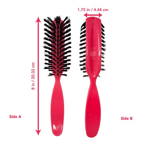 Styling Gear Detangling Hair Brush Nylon Bristles 7 Row Teasing Womens Brush For Thick Hair Small Travel Hairbrush Brush For Hair 2 Pcs. (Pink)