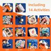 PORLPOEK Busy Cube for Kids Sensory Busy Board Travel Toy 14 in 1 for Toddlers ,Handmade Activity Cube Autism Sensory Toys for Educational Learning,Fidget Board Montessori Toys for Babies Gift