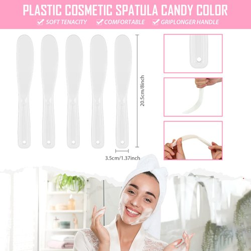 10 Pcs Plastic Cosmetic Spatula Jelly Mask Spatula Skincare Lotion Disposable Spatulas for Facials Face Mask Applicator Makeup Scoop for Facial Tools (White)