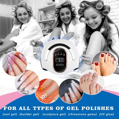 W&H UV LED Nail Dryer 168W Faster Gel Nail Curing Lamp for Gel Polish and Regular Polish Professional Machine Pedicure Manicure Fingernail and Toenail Nail (White 168W)