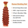 Aikebi Curly Braiding Human Hair 100g 16 Inch Ginger Orange 350 Deep Water Wave Bulk Human Hair for Braiding No Weft Brazilian Virgin Deep Curly Human Hair Extensions for Boho Braids
