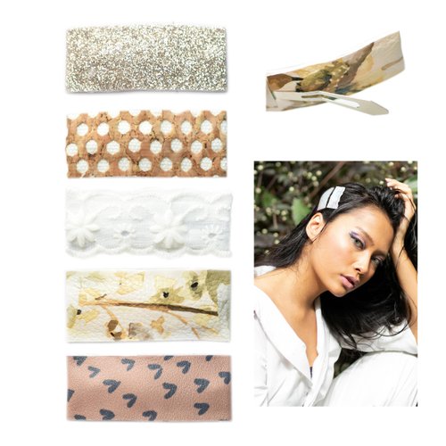 5 Pcs 2" Faux Leather Hair Snap Clips Barrettes No Slip for Women Girls (Essence Set of 5)