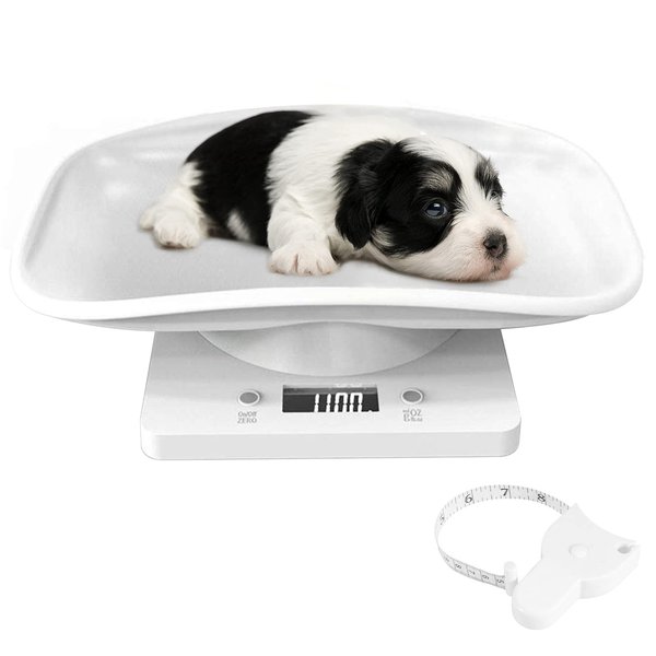 LYTDMSKY Digital Pet Scale, Newborn Puppy Whelping Supplies, Accurate Small Animal Scale for Puppies/Kitten/Dog/Cat/Hedgehog, Multi-Function LCD Scale with Tape Measure, Max 22lb