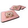 Carolines Treasures Checkerboard Pink Yorkie Yorkishire Terrier Foam Coaster Set of 4 3 1/2 x 3 1/2 multicolor