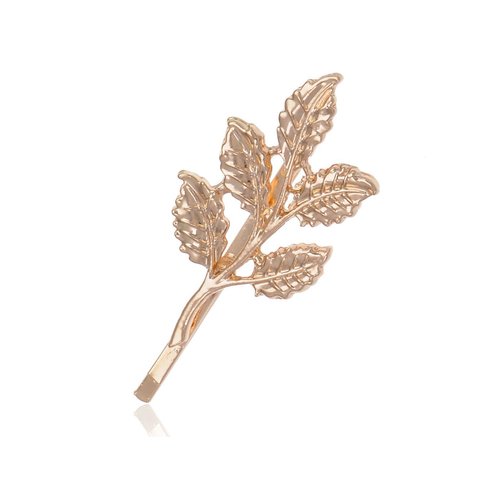 Alilang Bohemian Golden Tone Petit Realistic Leaves Twig Autumn Decorative Hair Clip Pin
