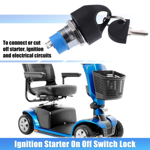 X AUTOHAUX 1 Set Ignition Starter On Off Switch Lock with 4 Keys Mobility Scooter Key Switch 3 Wheels 4 Wheels Power Chairs Mobility Electric Vehicle Spare Start Ignition Switch for Pride