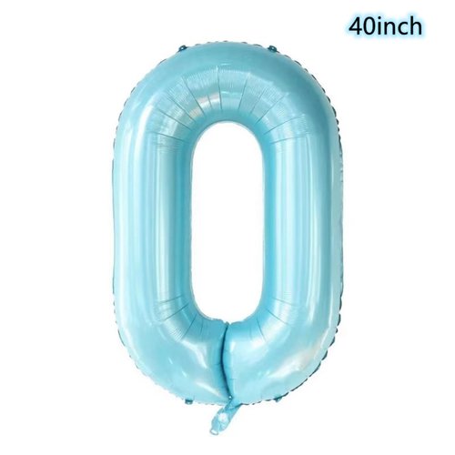 40inch Light Blue Butterfly Number 0 balloons, Giant Big Foil Mylar Helium Numbers Balloons, Butterfly Themed Birthday Party Supplies, Birthday Party Decorations (0)