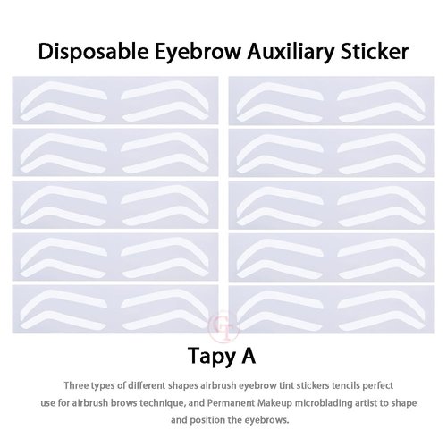 10pairs Type A Airbrush Eyebrow Stickers Eyebrow Auxiliary Sticker Disposable Microblading Eyebrow Stencil Shaping Sticker for Brow Shaping (White-Type A)