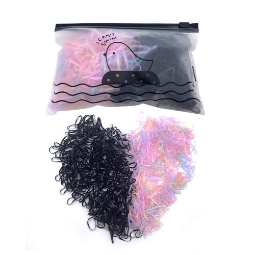 oditton 1000 Mini Rubber Bands, Soft Elastic Hair Ties, Mini Toddler Braids Ponytail Holders, for Infants Kid Braids Hair Baby Girls (Jelly and Black)