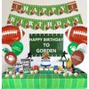 Football Theme Party Supplies - Including HAPPY BIRTHDAY Banner, Football Foil Balloons, Cake Topper, Tablecloth, Balloons for Game Day, and Football Birthday party Decorations