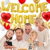 Welcome Home Decorations Red Gold,Welcome Home Foil Balloon Banner with Red Heart Balloons Pennant Flag Bunting for Baby Shower Home Family Party Supplies