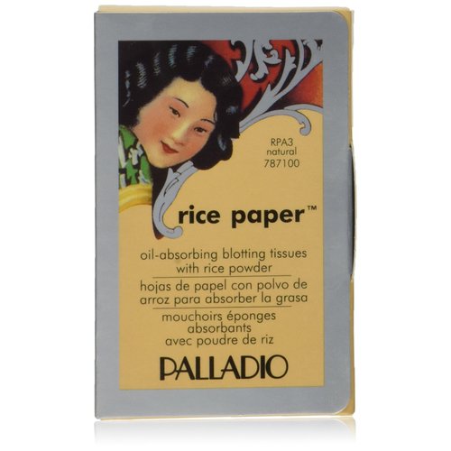 Palladio Rice Paper Facial Tissues for Oily Skin, Face Blotting Sheets Made from Natural Rice, Oil Absorbing Paper with Rice Powder, 2 Sided, Instant Results, Natural, 40 Count, Pack of 1